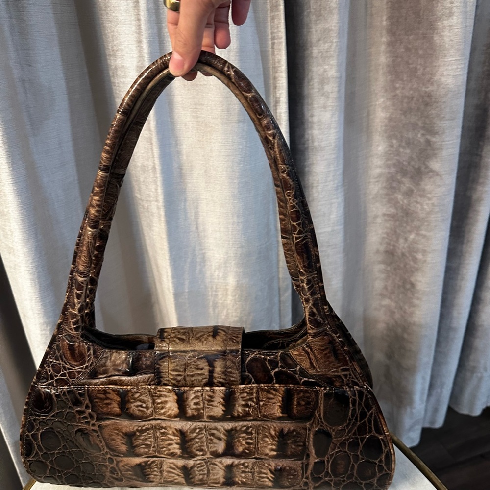 BRAHMIN Sophie Orinoco Croc Embossed Leather Shoulder Bag - Picture 2 of 12